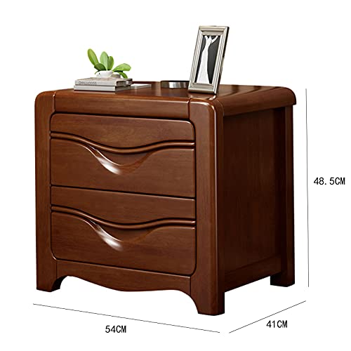 Table de chevet étroite rétro en bois massif avec deux tiroirs de rangement silencieux - 2