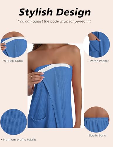 Image of Ekouaer Waffle Robes For Women Bath Wraps Lightweight Knee Length Soft Shower Robe with Pocket S-L