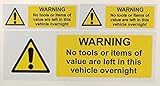 No Tools Left in Vehicle Self Adhesive Printed Graphic Decal Stickers for Van (Pack of 3 Stickers)
