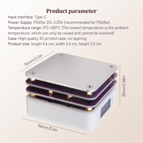 ZORZA 1Pcs 65W Mini Hot Plate Soldering 20V SMD Preheating Rework Station with LED Display PCB Board Smart Constant Temperature Microcomputer Desoldering Heating Plate by ZORZA - Used condition - Image 7