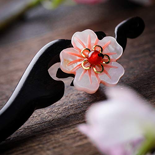 Women Girl's Hair Stick Wooden Handmade Hair Accessories,Chinese Retro Hairpins Flower Decor Model B