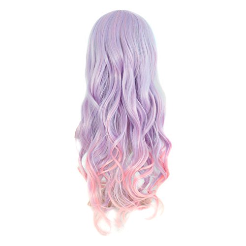 Mapofbeauty 28" Wavy Multi-Color Lolita Cosplay Wig Party Wig (Light Blue/Light Purple/Pink) #TOP1