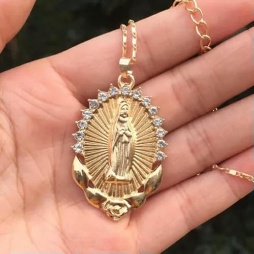 Vierge Marie bienheureux médaille plaque d'or 18k bijoux religieux catholique pendentif