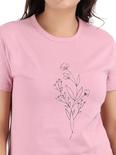 Image of Women's Slim Fit Graphic Printed T-Shirt | Soft 100% Cotton Fabric | Round Neck Half Sleeve Casual Top, Travel & College Pack of 2 Set