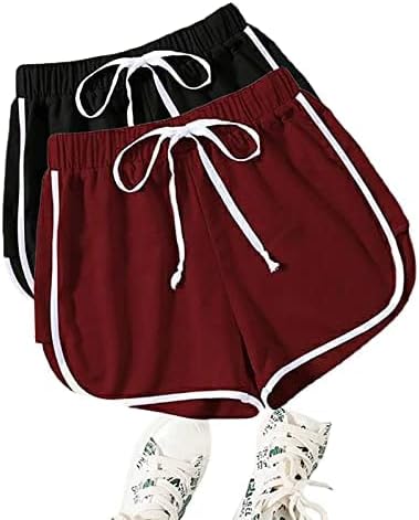 TUSI Women Sports Short, Dancing Workout, Running Yoga Shorts Pant/Shorts for Women's/Girl's Stylish-Black (S) (XXL, MAROON-BLACK)