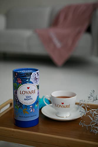 Loose Leafs Assorted Tea By Lovare Made In Ukraine - Black And Green, Floral, Passion Fruit, Huchlebbery Herbal Set With Flowers - Gift Box For Tea Lovers Men & Women - 80 G (1001 Nights) #TOP6
