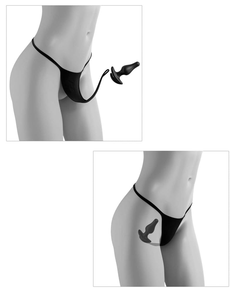 Hookup Panties - Anal Plug with Remote-Control Vibrating Bullet - Bowtie  Bikini - Black - XL