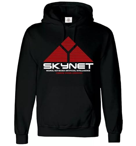 Image of Trend Gear New Skynet Vintage Hoody Sweatshirt Cyberdyne Retro Terminator Classic Hood (BLACK HOODIE WHITE PRINT XX-Large)