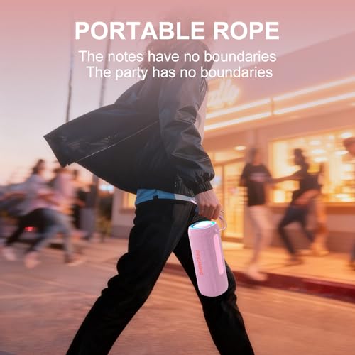 Image of PEICHENG Bluetooth Speaker, Portable Wireless Clear Loud Stereo Sound IPX5 Waterproof with RGB Lights BT5.3 Long Playtime TWS Pairing,for Home Party Outdoor Beach,Great Gift Choice (Pink)