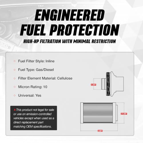 Image of Aeromotive 10 Micron Inline Fuel Filter - 10 Micron Cellulose Element, Universal Fuel Filter, Female AN-10 Ports, High-Flow Billet Aluminum Housing, Gas & Diesel Compatible, Red - 12301