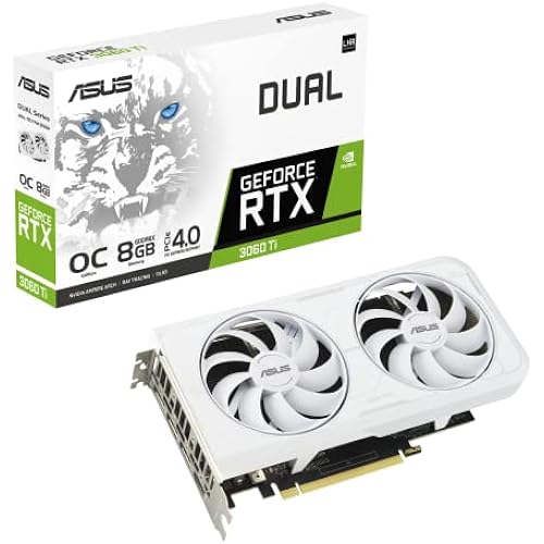 ASUS Dual NVIDIA GeForce RTX 3060 Ti White OC Edition Graphics Card (PCIe 4.0, 8GB GDDR6X Memory, HDMI 2.1, DisplayPort 1.4a, 2-Slot Design, Axial-tech Fan Design, 0dB Technology), 3 Year Warranty