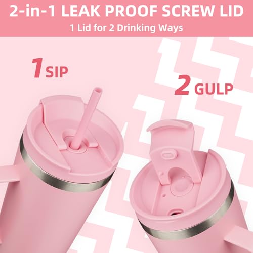 Image of BJPKPK 22oz Insulated Tumbler with Handle, Lid & Straw, Stainless Steel