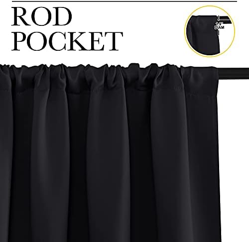 NICETOWN Black Blackout Curtain Blinds - Solid Thermal Insulated Window Treatment Blackout Drapes/Draperies for Bedroom (2 Panels, 42 inches Wide by 63 inches Long, Black) - 1