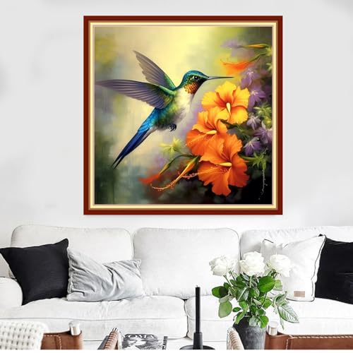 Image of Funxvoot Stamped Cross Stitch Kits Beginners Full Range of Embroidery Kits for Adults 11CT Embroidery Patterns Needlepoint Kits Printed Cross Stitch Kits -(Hummingbirds Gather Honey 18x18 inchs)
