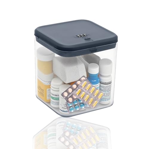 Abschließbare Box,Medikamenten Aufbewahrung,Transparent...
