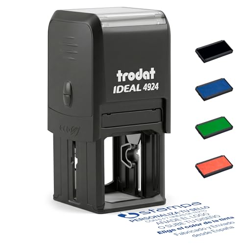 Trodat Ideal 4924 SELLO PERSONALIZADO Cuadrado (40x40 mm) - Sellos de Caucho Personalizados Automáticos con Logo - Cuño Personalizado para Empresas, Bodas y Logotipos Circulares - STAMPA