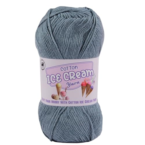 Image of NESTNHAVEN Cotton Ice Cream Yarn - (100g, 250m)- Luxury Yarn for Amigurumi, Embroidery, Toys, Garments, Flowers and Hobby Projects (Dark Grey)