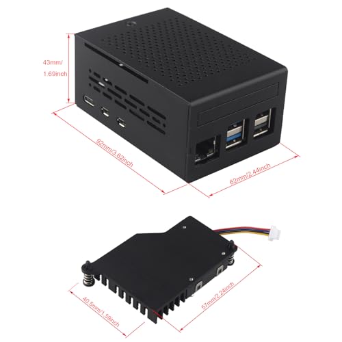 ZDE ZP511 PCIe to M.2 Key M NVMe SSD Hat with Aluminum Case ZC501 and Active Cooler ZP536 for Raspberry Pi 5 Support M.2 NVMe SSDs 2230 2242 2280