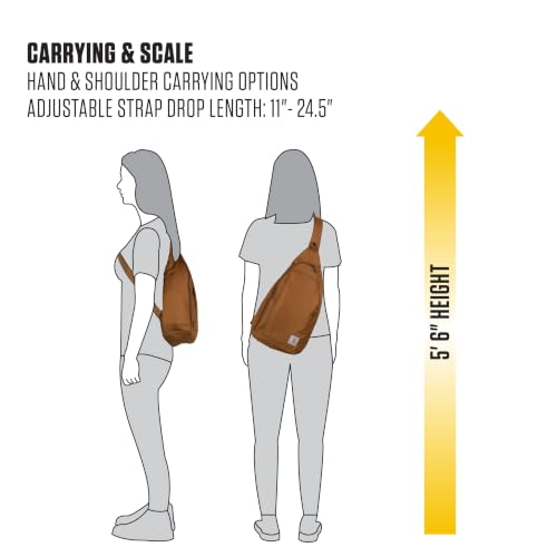 Image of Carhartt Durable Sling Bag, Crossbody Backpack with Side Release Buckle, Tablet Sleeve and Adjustable Strap, Greenslate, 10L