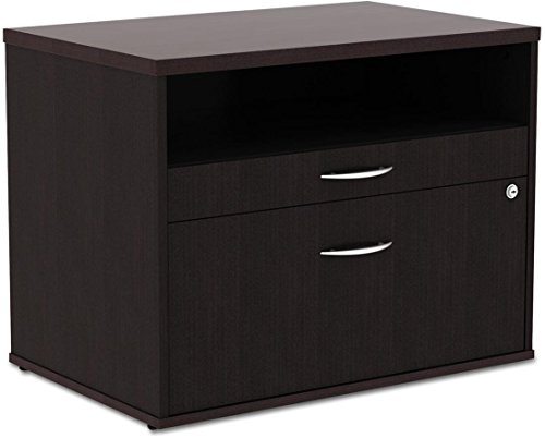Alera ALELS583020ES Open Office Desk Series 29.5 in. x19.13 in. x 22.88 in. 2-Drawer 1 Shelf Pencil/File Legal/Letter Low File Cabinet Credenza - Espresso