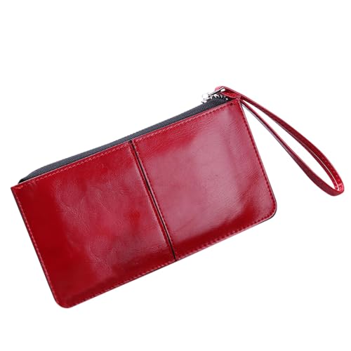 Purses for Women Wristlet Leather Clutch Wallet with Zipper Large Capacity Multi Card Slots Coin Pocket and Wrist Strap Ladies Long Slim Clutch For Daily Life