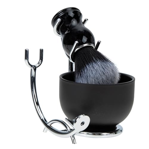 EPIGEIST Brocha y Cuenco para Afeitado con Soporte de Aleación de Hierro Brocha para Espuma Densa y Elástica Cepillo para Bigote y Kit Multifuncional para Hombre con Diseño Ergonómico y