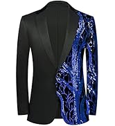 Men Black Sequin Shiny Prom Suit Jacket One Button Slim Fit Sport Coats and Blazers Tuxedo for We...