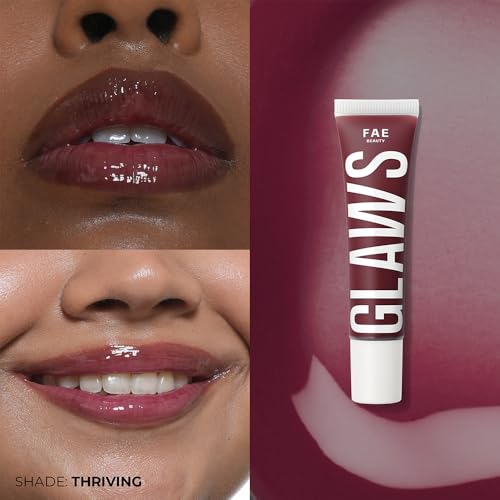 Image of FAE Beauty Peptide Lip Gloss | With Passionfruit Oil & Argireline to Smoothen, Even, and Soften Lips | Non Sticky | Hydrating | Vegan | Shade Thriving | Warm Plum Jam