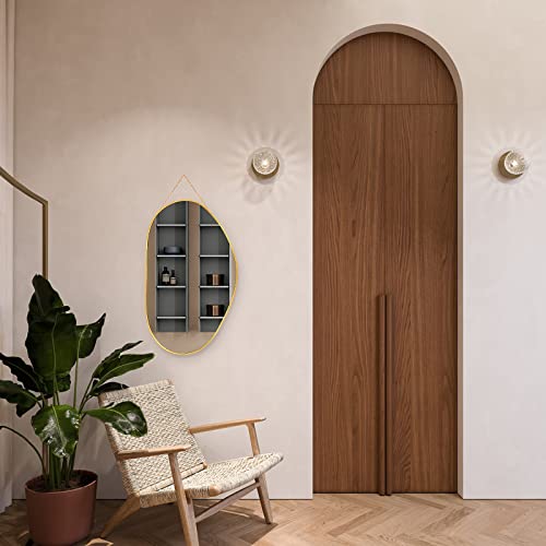 Unzipe Irregular Wall Mirror Brass Framed Wall Mirror, 25X14 Inch Gold Asymmetrical Mirror Wall Mounted Vanity Mirror With Hanging Chain Decorative Mirror For Living Room, Bedroom, Bathroom, Entryway #TOP3