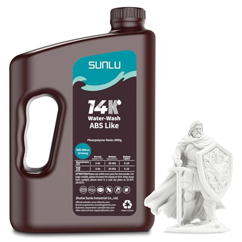 Image of SUNLU 14K Water-Wash ABS Resin 3000g, High Precision for Miniatures, Water-Washable & Tougher Than ABSLIKE Resin, Fast Curing for LCD /DLP /SLA 3D Printers, 3KG White