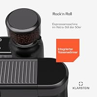 Klarstein Bella Café Siebträgermaschine Mit Mahlwerk – 19 Bar, 1.550 W, 1,4-l-Wassertank, Integriertes Kegelmahlwerk, Milchaufschäumer, 2 Tasseneinsätze, Thermo-Block, Schwarz – Ansicht 6