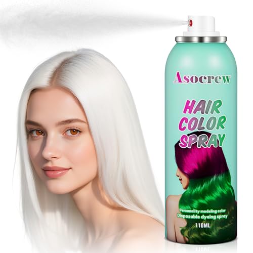 White Hair Spray,Hair Color Spray Dye,Grey Temporary Hair Color Dye for Kids Women Men,Hairspray Color Pomades,Washable Color HairSpray for Party, Cosplay,Halloween,Christmas. (White)