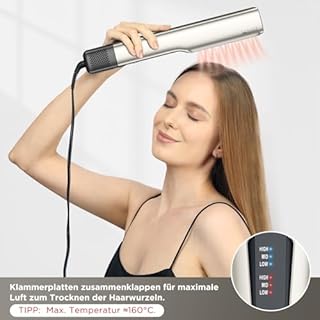 Piastra per capelli ad aria, piastra per capelli agli ioni PARWIN PRO BEAUTY, da bagnato ad asciutto, senza piastre riscaldanti, senza danni da calore, per capelli medi e capelli lunghi (35-75 cm)