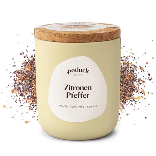Potluck | Zitronen Pfeffer | Zitronenpfeffer im Keramiktopf | 90 g | Vegan und mit natürlichen...