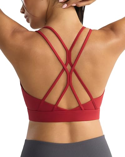 Image of RUNNING GIRL Sports Bras for Women,Strappy Crisscross Back Padded Low Impact Running Sports Bra with Removable Cups