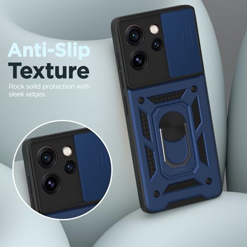 Image of Outlouders Back Cover for Oppo Reno 15 Pro Mini 5G | D10 Tough Armor 360 Protection Case with Sliding Camera Shield & Ring Holder Stand Bumper Case (Blue)