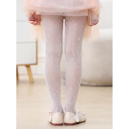 Image of Zando Girls Lace Tights Heart Butterfly Rose Patterned Fishnet Stockings for Toddler Girl Hollow Pantyhose 1T-12 Years