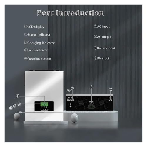 Hybrid Solar Inverter 3000W 1600W 24V 12V 220V Off-Grid Pure Sine Inverter Built-in 80A MPPT Solar Charge Controller(3000W-24V BAT)