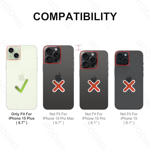 Image of HOOMIL Case for iPhone 15 Plus 6.7-Inch, Anti-Yellowing, Drop Protection, Anti-Scratch Transparent Hard Back Phone Cover (Black)
