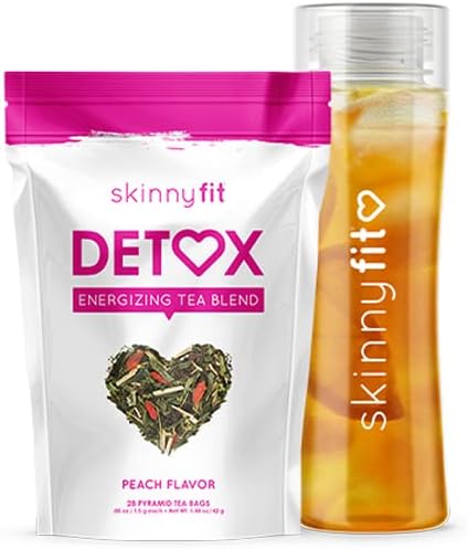 SkinnyFit Detox Tea with Detox Bottle Bundle, All Natural, Laxative-Free Cleanse, BPA-Free, 28 Day Supply