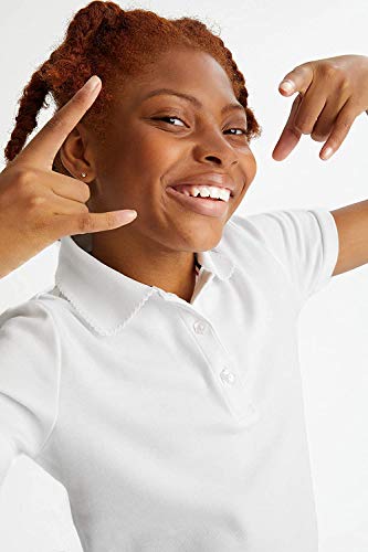 French Toast Kid Girls Short Sleeve Polo Shirt 2 Piece Set Medium (7/8) White