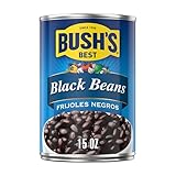 Bush's Canned Black Beans (Pack of 1), Good Source of Plant-Based Protein, Good Source of Fiber, Fat Free, Gluten Free, 15 oz