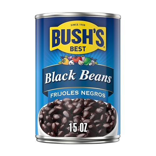 Bush's Canned Black Beans (Pack of 1), Good Source of Plant-Based Protein, Good Source of Fiber, Fat Free, Gluten Free, 15 oz