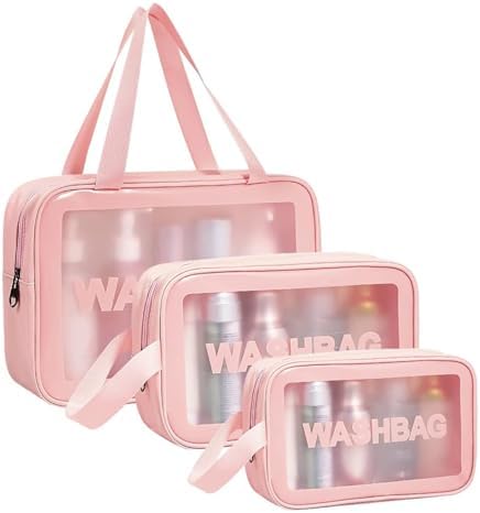 Aucuu Reise Kulturbeutel, Kosmetiktasche, Transparente Kulturtasche Damen, Tragbare wasserdichte Kulturtasche Organizer, Reißverschluss Make-up-Tasche mit Großer Kapazität für Dame