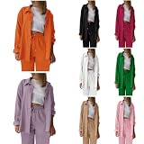 Generisch 2-teiliges Damen Musselin Bluse Übergangszeit Hemd Lange Hose Set Winterherbst Aesthetic Set Strand Outfit 2 Teiler Kleidung Elegant Urlaub Zweiteiler (White, S)