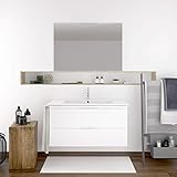  DUCHA.ES Mueble DE BAÑO SUSPENDIDO con Lavabo Espejo TOALLERO Y Aplique LED MIZAR 80 CM (Blanco Brillo)