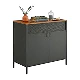 Relaxdays Metallschrank, HxBxT: 77 x 80 x 40 cm, 2 Türen, Verstellbarer Einlegeboden, Büroschrank Metall, schwarz/braun