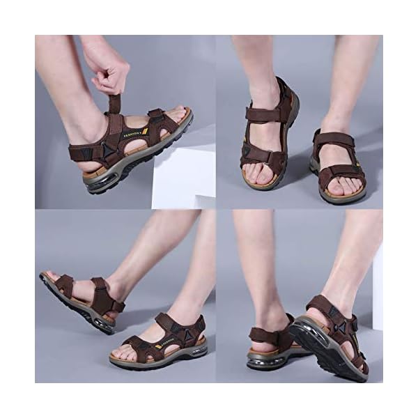 Men's Sandals Open-Toe Leather Outdoor Hiking Sandals Athletic Beach Shoes Water Beach Sandals - Image 8