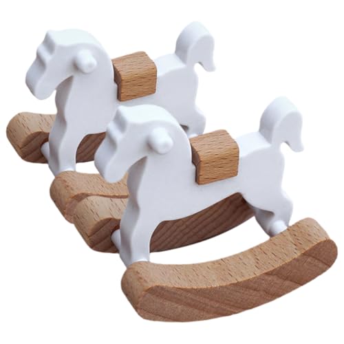 Zerodeko 2Pcs Dollhouse Mini Rocking Horse, 1:12 Dollhouse Rocking Horse, Rocking Horse Chair Furniture Model, Dollhouse Furniture Decor Accessories
