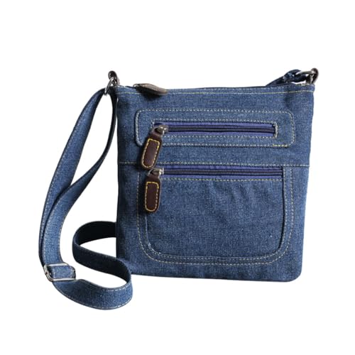 Sac à bandoulière denim rétro carré femme avec fermeture éclair pour sorties